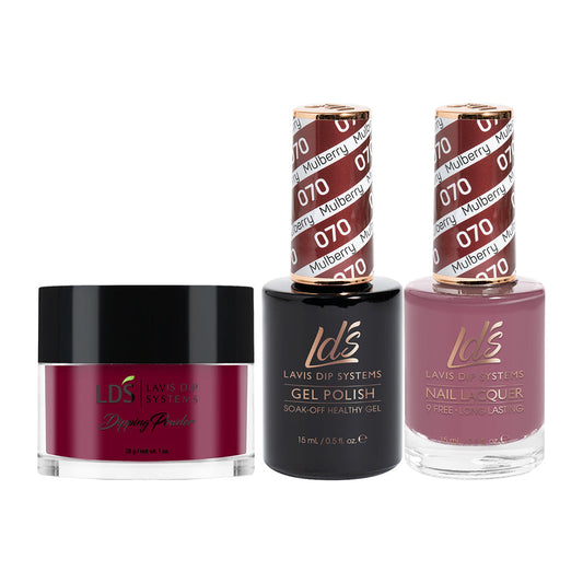 LDS 3 in 1 - 070 Mulberry - Dip (1oz), Gel & Lacquer Matching