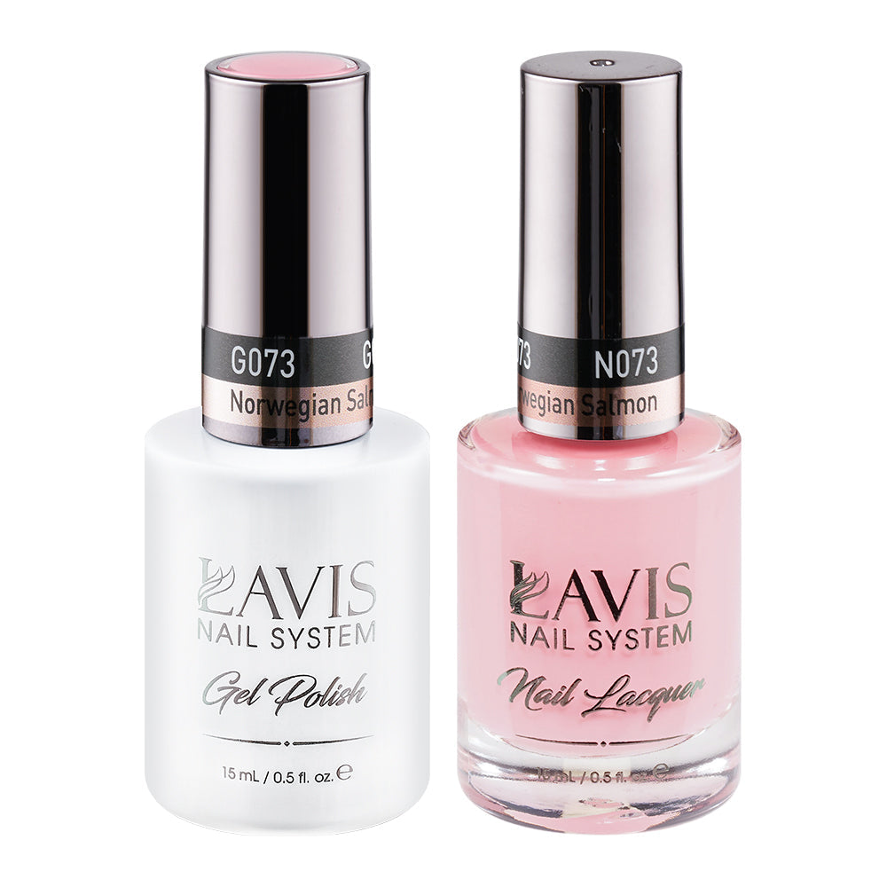 LAVIS 073 Norwegian Salmon - Gel Polish & Matching Nail Lacquer Duo Set - 0.5oz