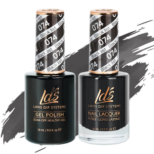LDS 074 Black List - LDS Healthy Gel Polish & Matching Nail Lacquer Duo Set - 0.5oz