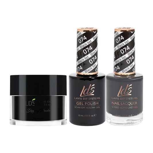 LDS 3 in 1 - 074 Black List - Dip (1oz), Gel & Lacquer Matching