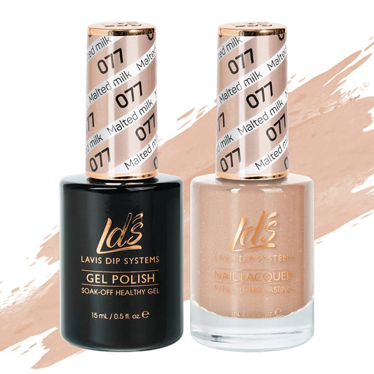 LDS 077 Malted Milk - LDS Healthy Gel Polish & Matching Nail Lacquer Duo Set - 0.5oz