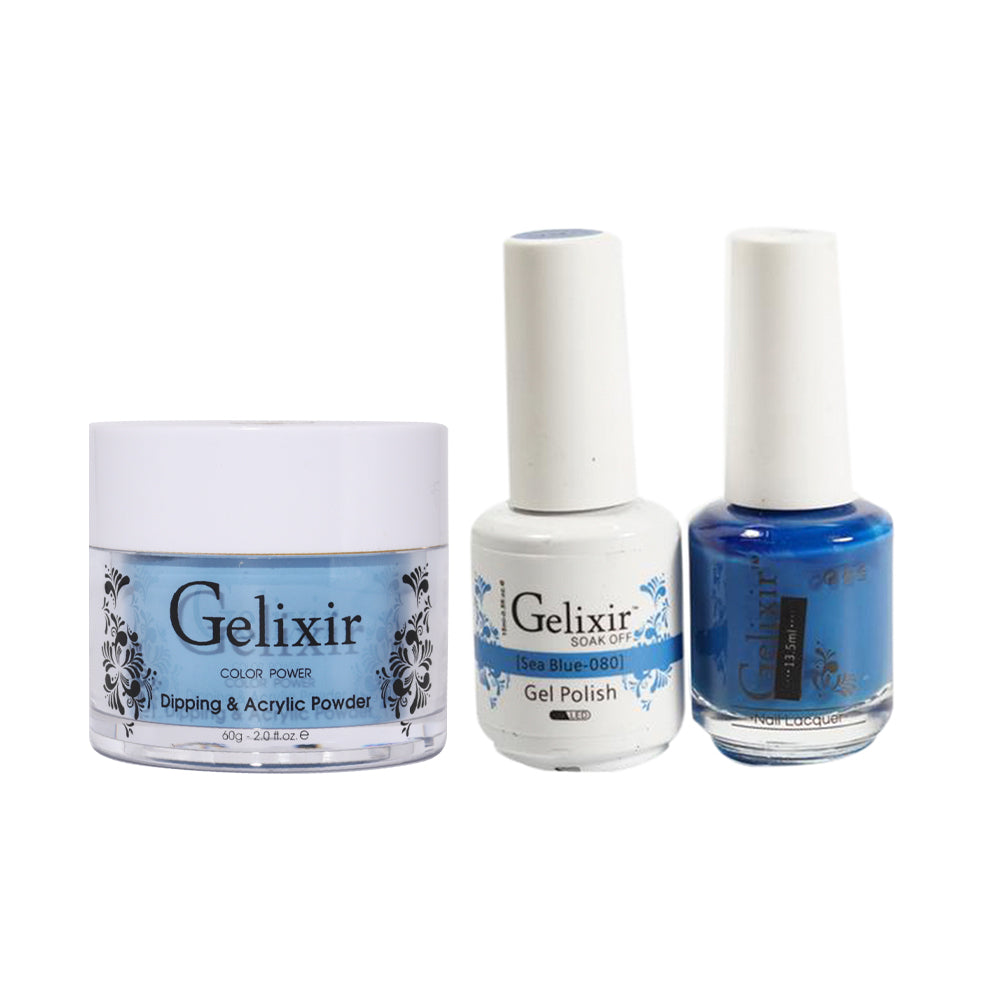 Gelixir 3 in 1 -  080 Sea Blue - Acrylic & Dip Powder, Gel & Lacquer