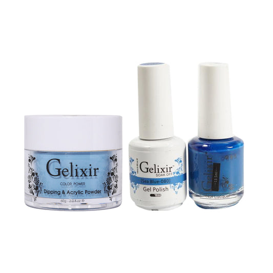 Gelixir 3 in 1 -  080 Sea Blue - Acrylic & Dip Powder, Gel & Lacquer