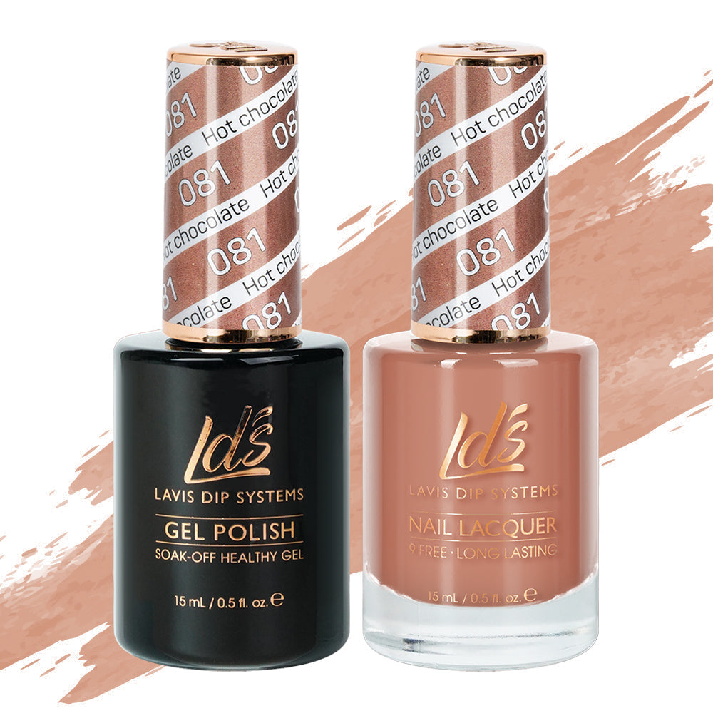 LDS 081 Hot Chocolate - LDS Healthy Gel Polish & Matching Nail Lacquer Duo Set - 0.5oz