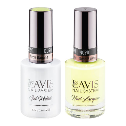 LAVIS 090 Neon Banana - Gel Polish & Matching Nail Lacquer Duo Set - 0.5oz