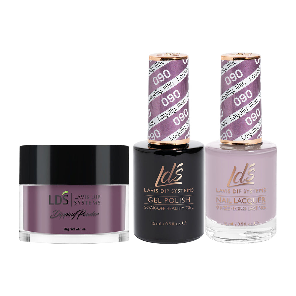 LDS 3 in 1 - 090 Loyally, Lilac - Dip (1oz), Gel & Lacquer Matching