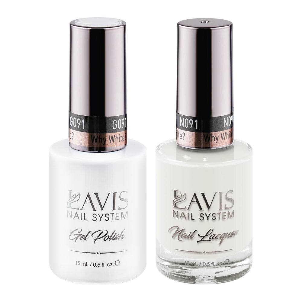 LAVIS 091 Why White? - Gel Polish & Matching Nail Lacquer Duo Set - 0.5oz