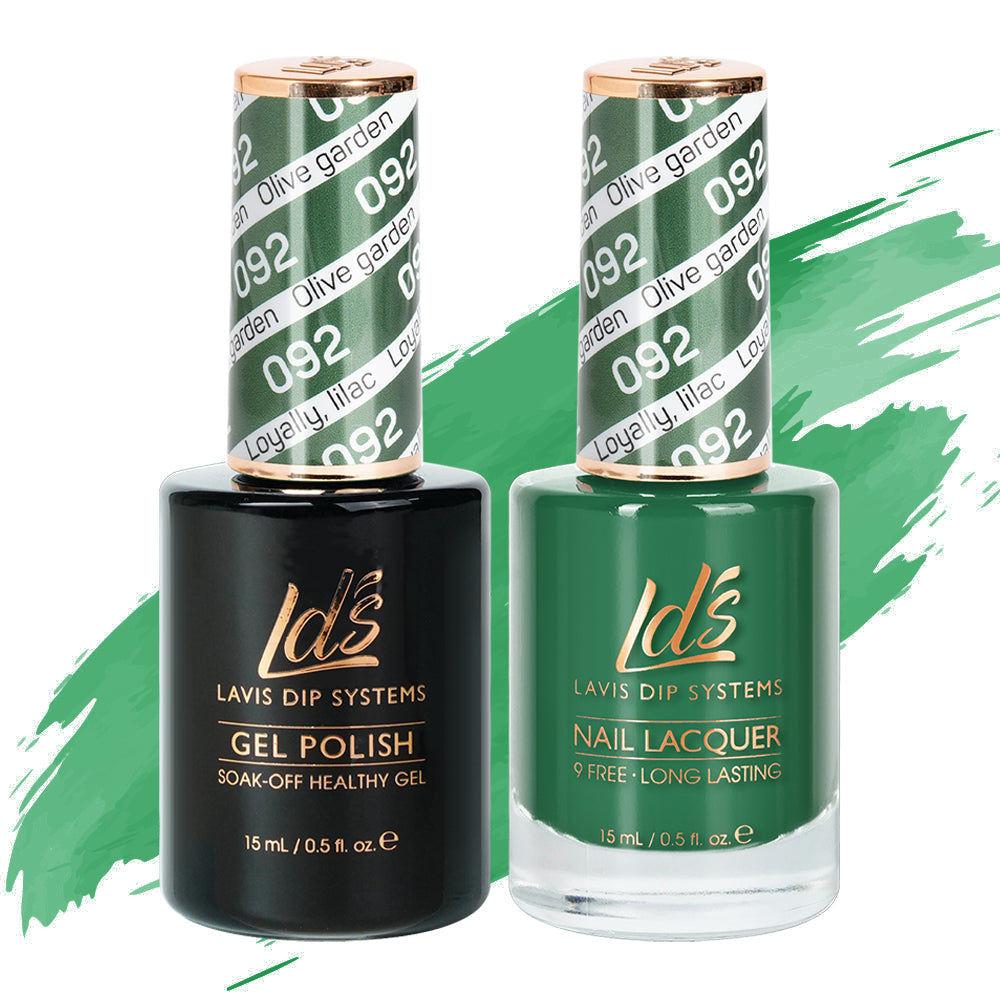 LDS 092 Olive Garden - LDS Healthy Gel Polish & Matching Nail Lacquer Duo Set - 0.5oz