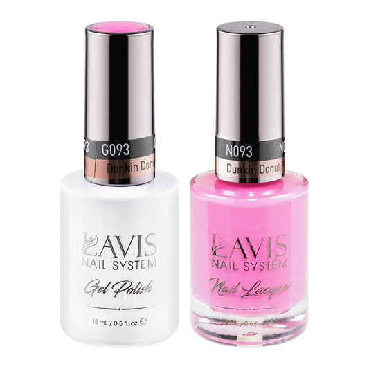 LAVIS 093 Dunkin Donut Pink - Gel Polish & Matching Nail Lacquer Duo Set - 0.5oz