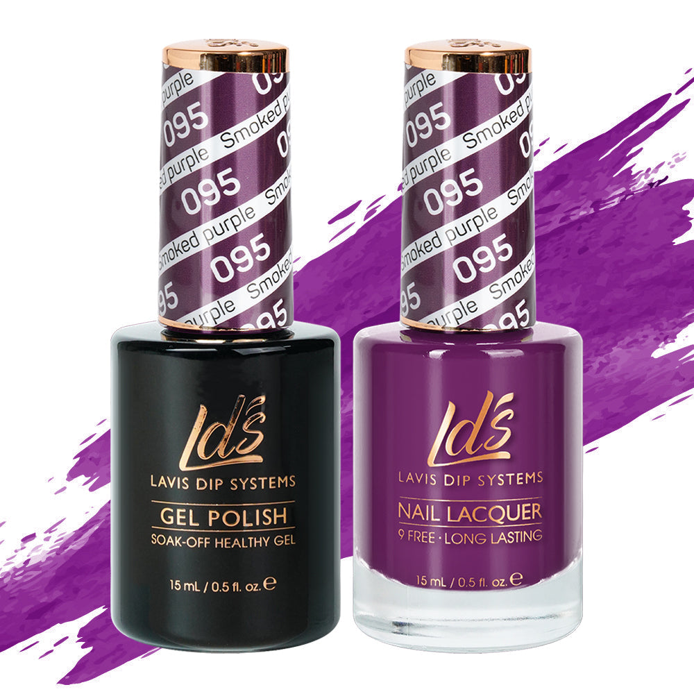 LDS 095 Smoked Purple - LDS Healthy Gel Polish & Matching Nail Lacquer Duo Set - 0.5oz