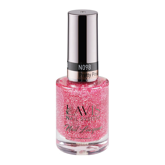  LAVIS 098 Pretty Pink Glitter - Nail Lacquer 0.5 oz by LAVIS NAILS sold by DTK Nail Supply