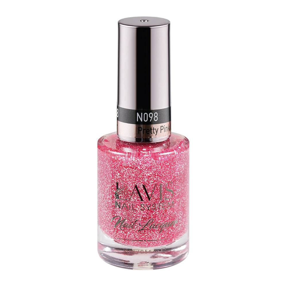  LAVIS 098 Pretty Pink Glitter - Nail Lacquer 0.5 oz by LAVIS NAILS sold by DTK Nail Supply