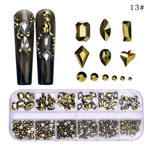 12 Grids Flatback Rhinestones SP0476-13 Mine Gold