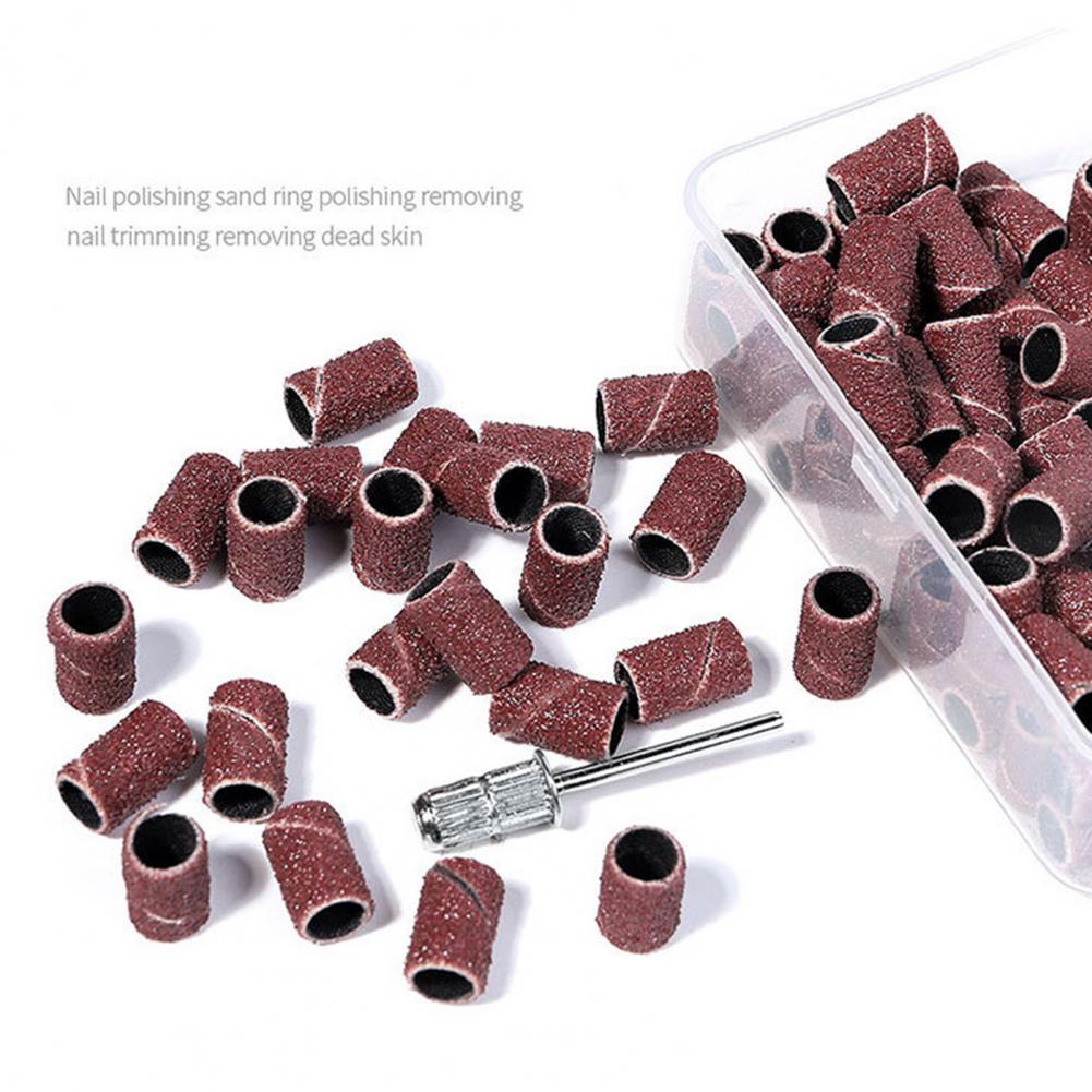 1 Box Sand Band Multipurpose High Strength Emery Fabric Electric #120 Size Nail Machine Drill Sanding Rings for Manicure SQ-02