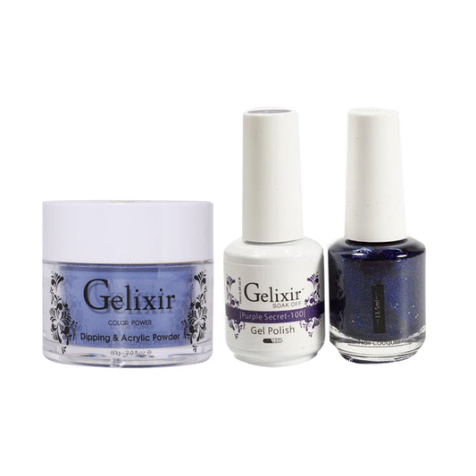 Gelixir 3 in 1 -  100 Purple Secret - Acrylic & Dip Powder, Gel & Lacquer