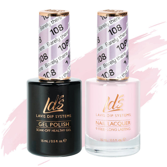 LDS 108 Barely There - LDS Healthy Gel Polish & Matching Nail Lacquer Duo Set - 0.5oz