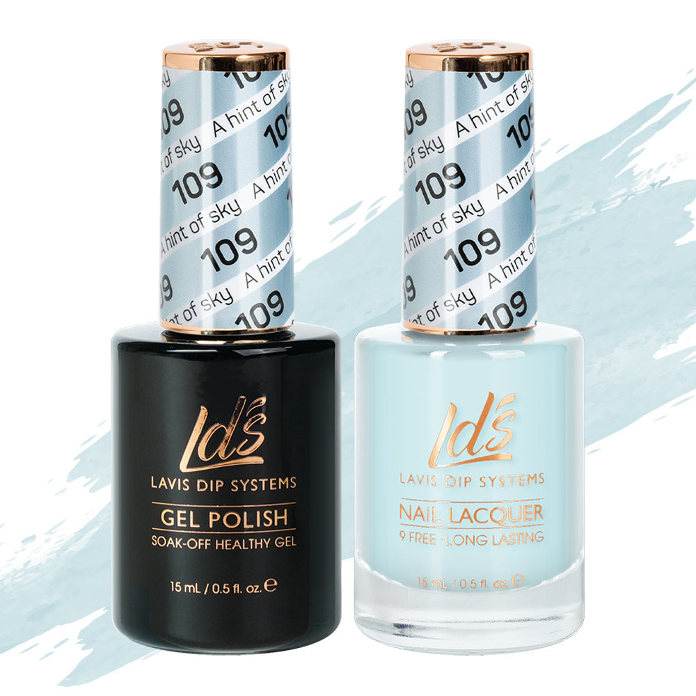 LDS 109 A Hint Of Sky - LDS Healthy Gel Polish & Matching Nail Lacquer Duo Set - 0.5oz