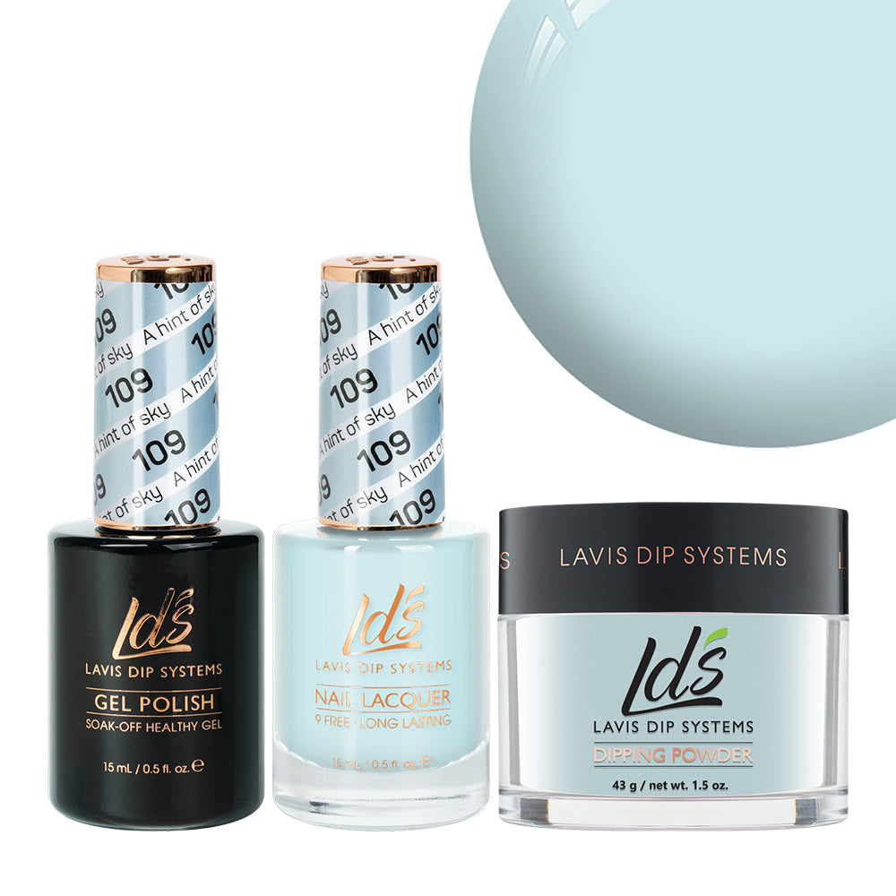 LDS 3 in 1 - 109 A Hint Of Sky - Dip (1.5oz), Gel & Lacquer Matching