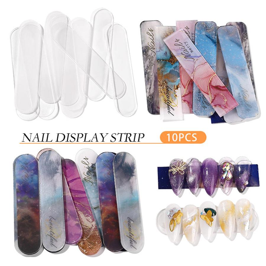 10Pcs-set Acrylic Nail Art Tips Display Holder Board Clear Bar Chart False Stick Practice DIY Salon Tools - GJ0472-03