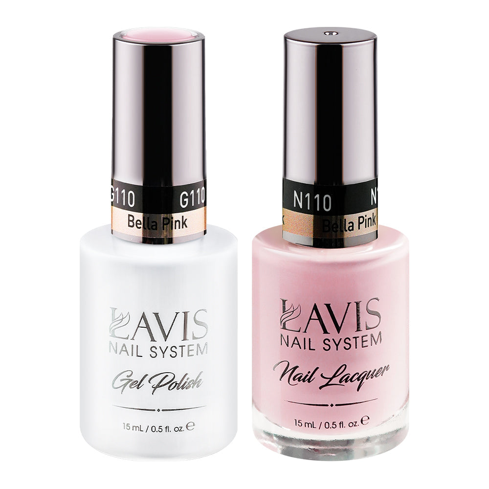 LAVIS 110 Bella Pink - Gel Polish & Matching Nail Lacquer Duo Set - 0.5oz