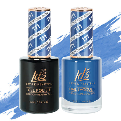 LDS 111 Nothing But Blue Skies - LDS Healthy Gel Polish & Matching Nail Lacquer Duo Set - 0.5oz