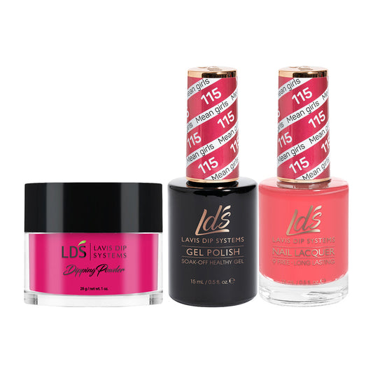 LDS 3 in 1 - 115 Mean Girls - Dip (1oz), Gel & Lacquer Matching
