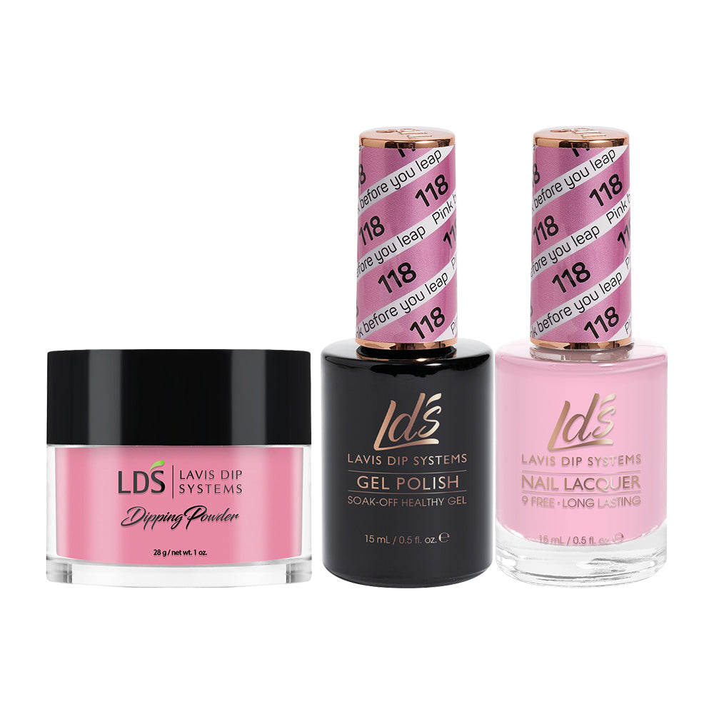 LDS 3 in 1 - 118 Pink Before You Leap - Dip (1oz), Gel & Lacquer Matching