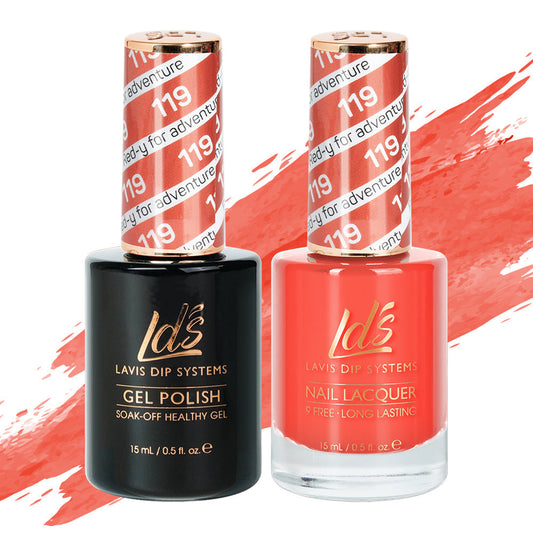 LDS 119 Red-Y For Adventure - LDS Healthy Gel Polish & Matching Nail Lacquer Duo Set - 0.5oz