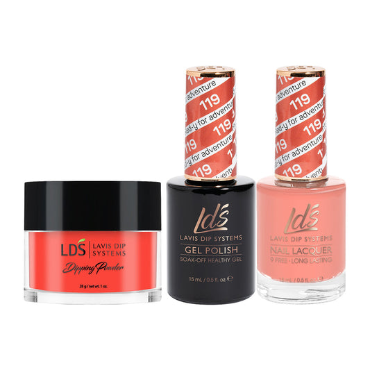 LDS 3 in 1 - 119 Red-Y For Adventure - Dip (1oz), Gel & Lacquer Matching
