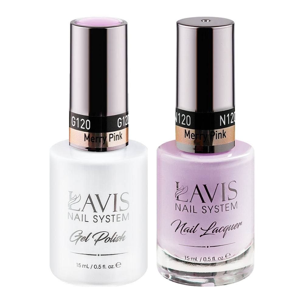 LAVIS 120 Merry Pink - Gel Polish & Matching Nail Lacquer Duo Set - 0.5oz