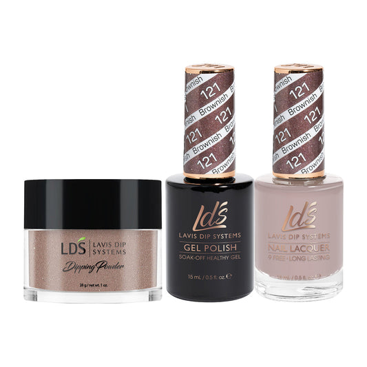 LDS 3 in 1 - 121 Brownish - Dip (1oz), Gel & Lacquer Matching