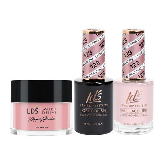LDS 3 in 1 - 123 Sweet Candy - Dip (1oz), Gel & Lacquer Matching