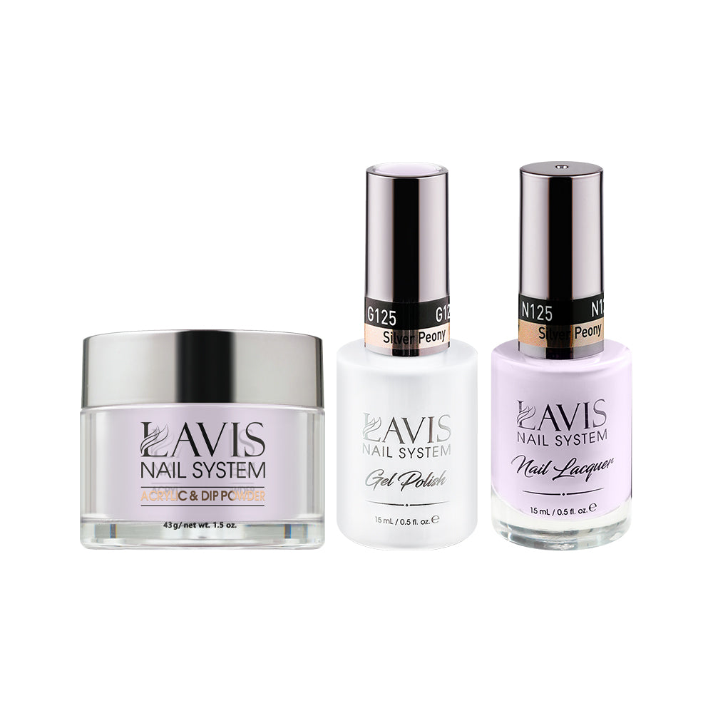 LAVIS 3 in 1 - 125 Silver Peony - Acrylic & Dip Powder, Gel & Lacquer