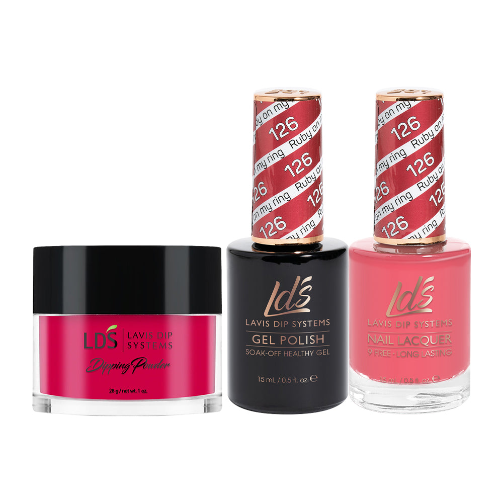 LDS 3 in 1 - 126 Ruby On My Ring - Dip (1oz), Gel & Lacquer Matching