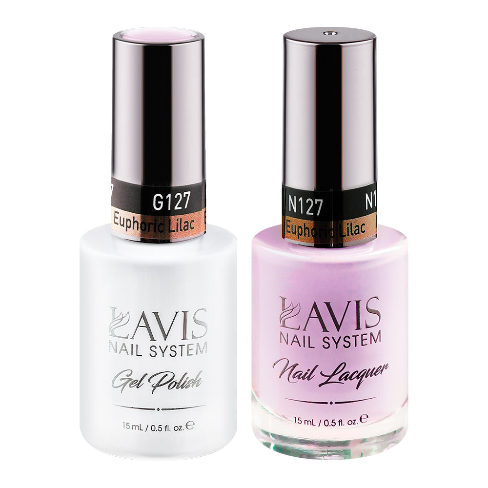 LAVIS 127 Euphoric Lilac - Gel Polish & Matching Nail Lacquer Duo Set - 0.5oz