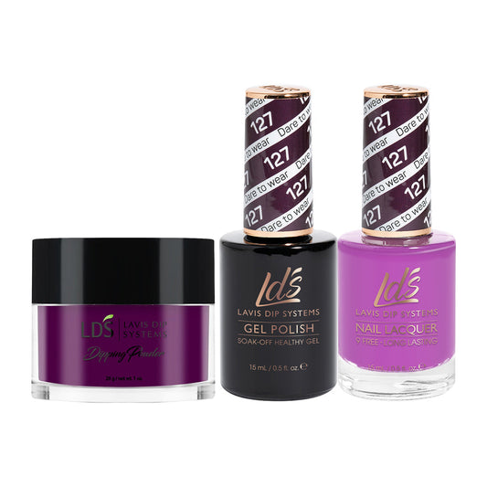 LDS 3 in 1 - 127 Dare To Wear - Dip (1oz), Gel & Lacquer Matching