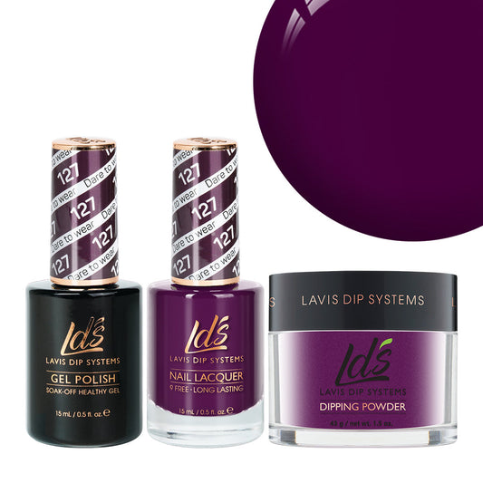 LDS 3 in 1 - 127 Dare To Wear - Dip (1.5oz), Gel & Lacquer Matching