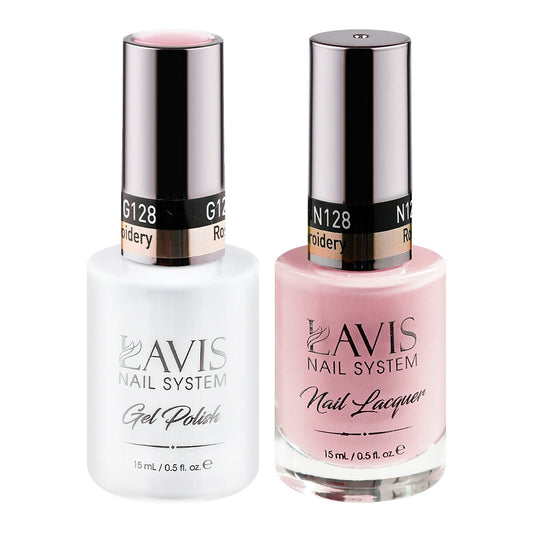 LAVIS 128 Rose Embroidery - Gel Polish & Matching Nail Lacquer Duo Set - 0.5oz