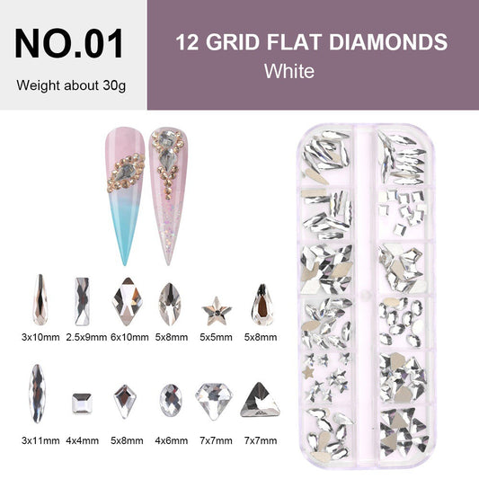 12 Grid Flat Diamonds - #01 White