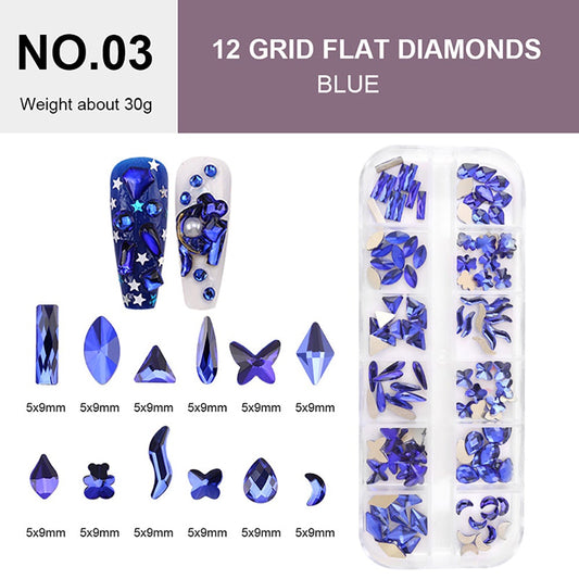 12 Grid Flat Diamonds - #03 Blue