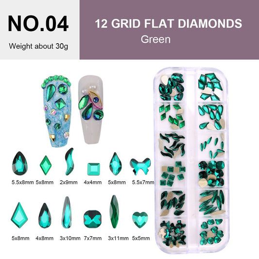 12 Grid Flat Diamonds - #04 Green
