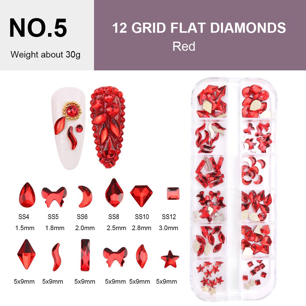 12 Grid Flat Diamonds - #05 Red