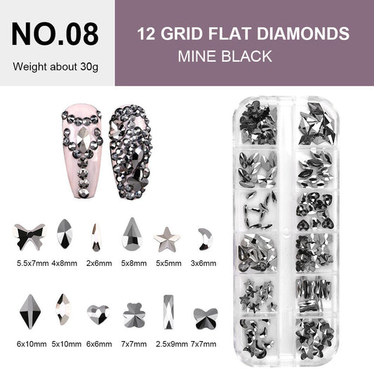 12 Grid Flat Diamonds - #08 Mine Black
