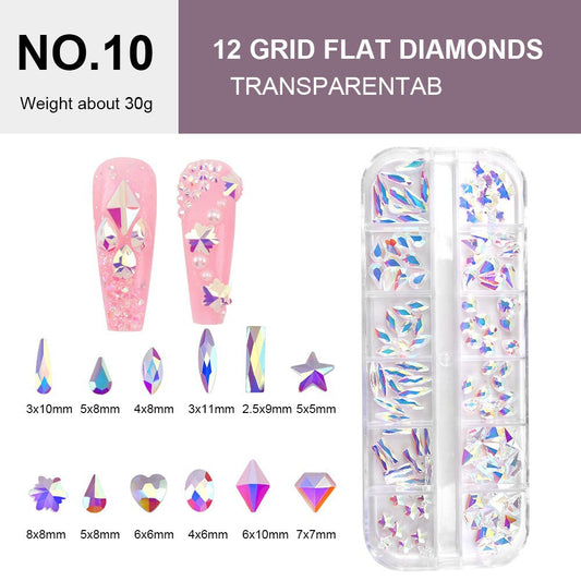 12 Grid Flat Diamonds - #10 Transparent AB