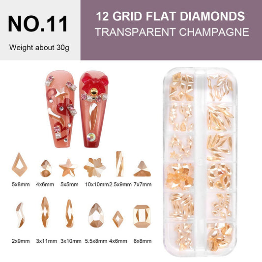12 Grid Flat Diamonds - #11 Transparent Champagne