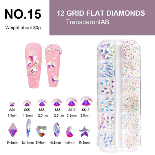 12 Grid Flat Diamonds - #15 Transparent AB