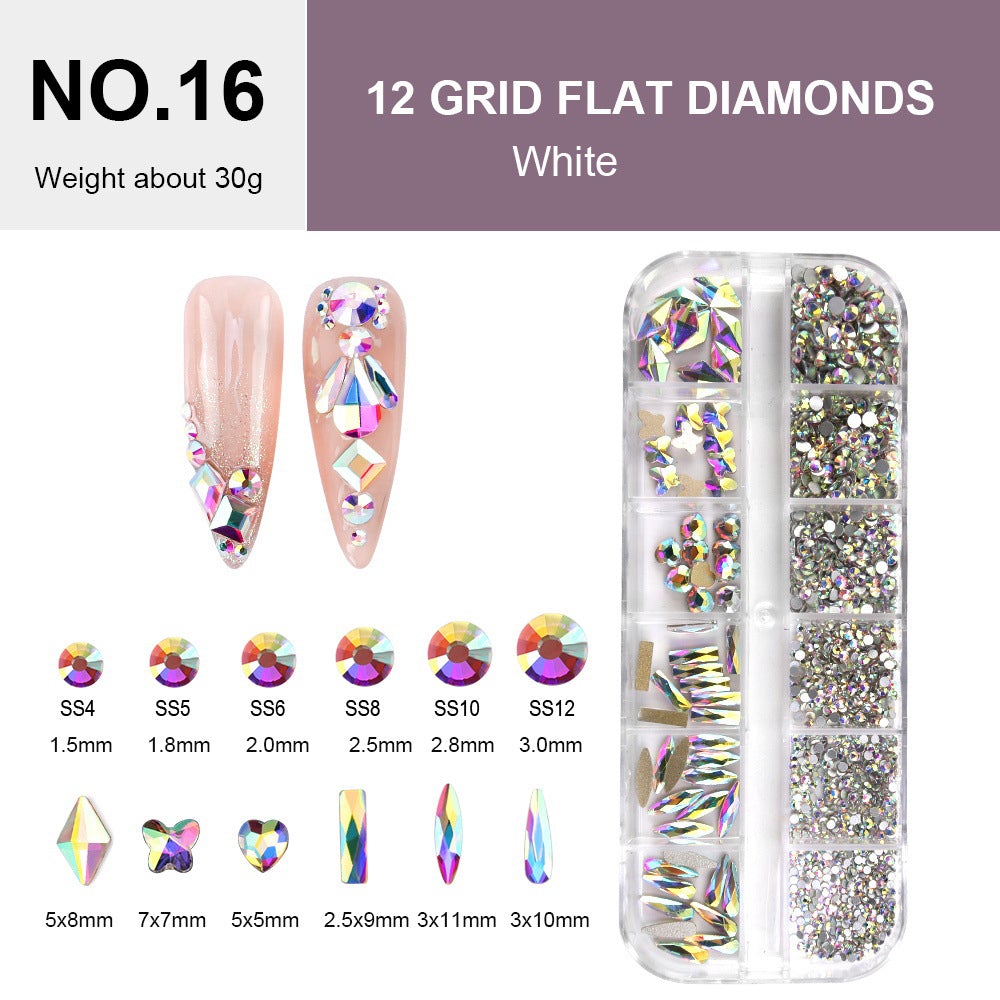 12 Grid Flat Diamonds - #16 White