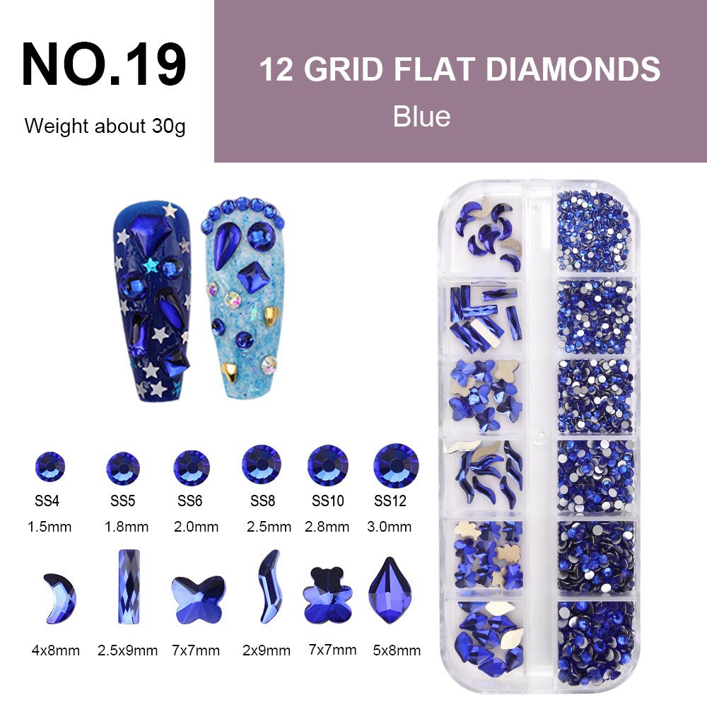 12 Grid Flat Diamonds - #19 Blue