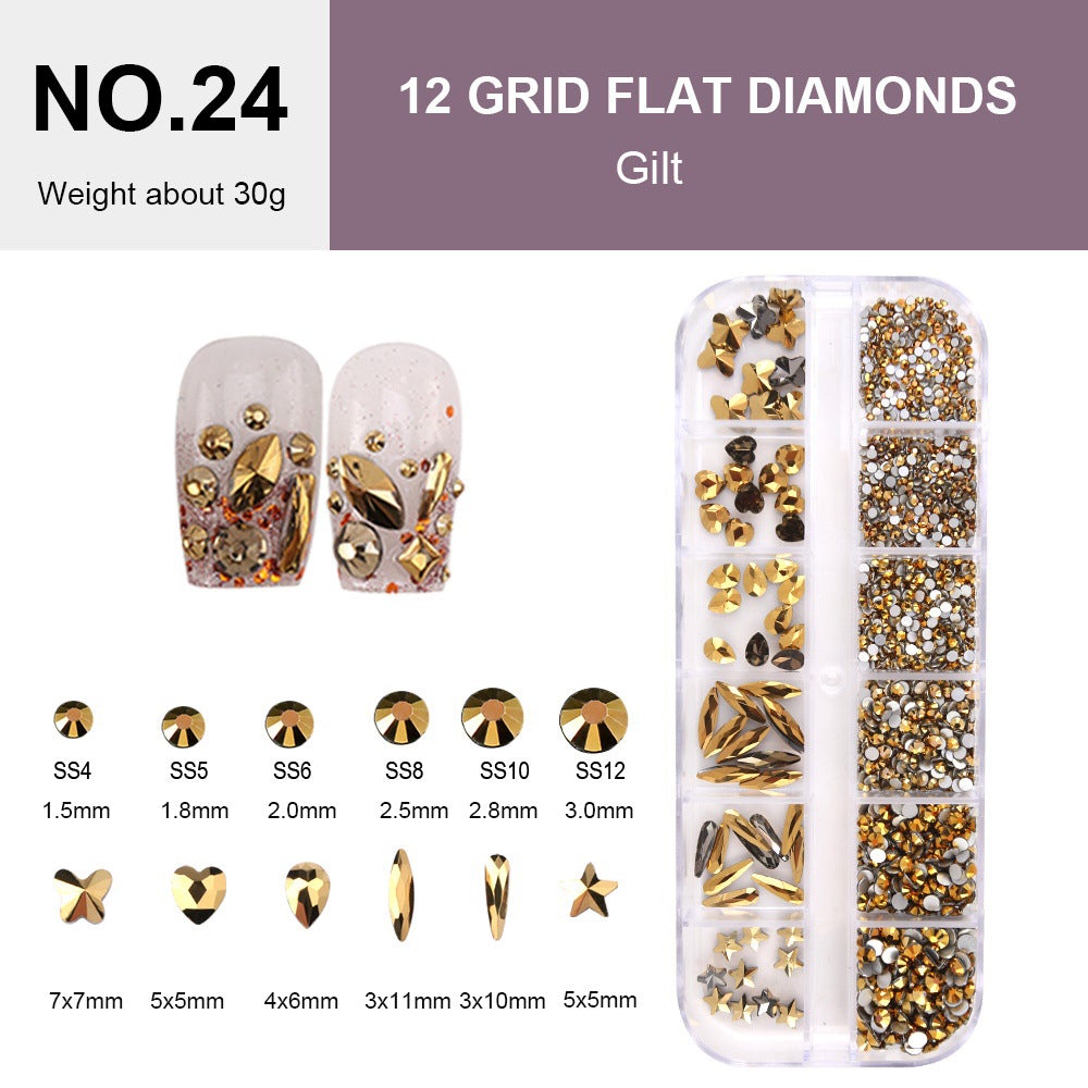 12 Grid Flat Diamonds - #24 Glit