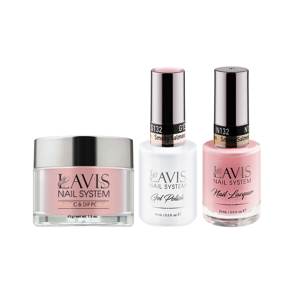 LAVIS 3 in 1 - 132 Smoky Salmon - Acrylic & Dip Powder, Gel & Lacquer